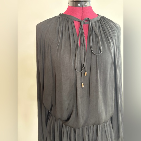 Current Air Black Flowy Blouse with Gold Accents - Picture 6 of 7